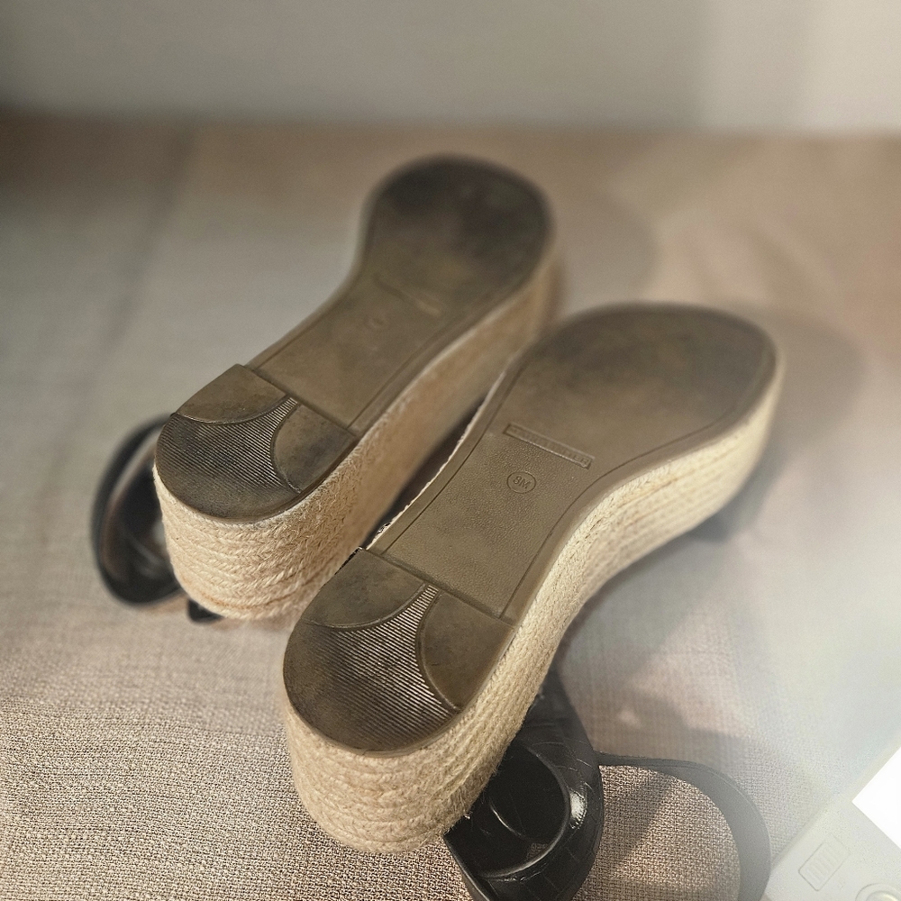 Marc Fisher Black Croc-Embossed Espadrille Sandals - Picture 8 of 8